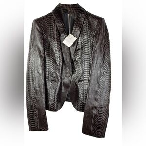 Brunello Cucinelli Brown Python Blazer Jacket Sz 42 Sz 6 Sz M NWT $9995